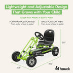 Hauck Lightning - Pedal Go Kart for Kids Ages 4-8, Adjustable Bucket Seat, Plastic Wheels with Rubber Profile, Handbrake for both rear wheels, Ride