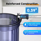 PUREPLUS Clear Whole House Water Filter Housing, Pressure Gauge, 1" NPT