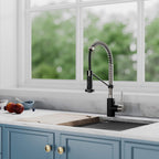 KRAUS Stainless Steel Matte Black Pull Down Kitchen Faucet KPF-1610SFSMB