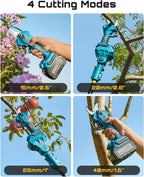 SEESII 2-in-1 Pole Pruning Shears, 1.6" Cutting Diameter Cordless Electric Pole Pruners, Brushless Motor, Dual 4.0Ah Batteries, Extra SK5 Blade, 4