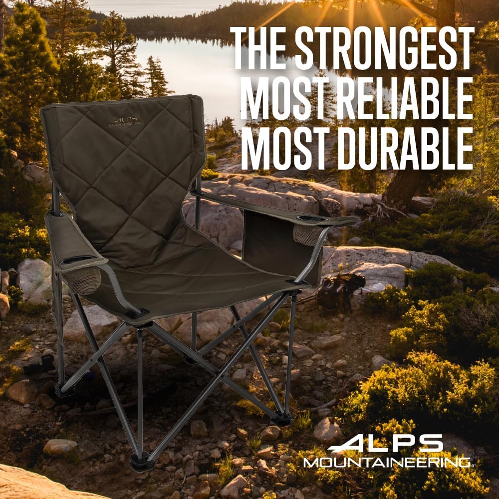 ALPS Mountaineering King Kong Camping Chairs for Adults with Mesh Cup Holders and Pockets, Built Durable and Reliable with Compact Foldable Steel