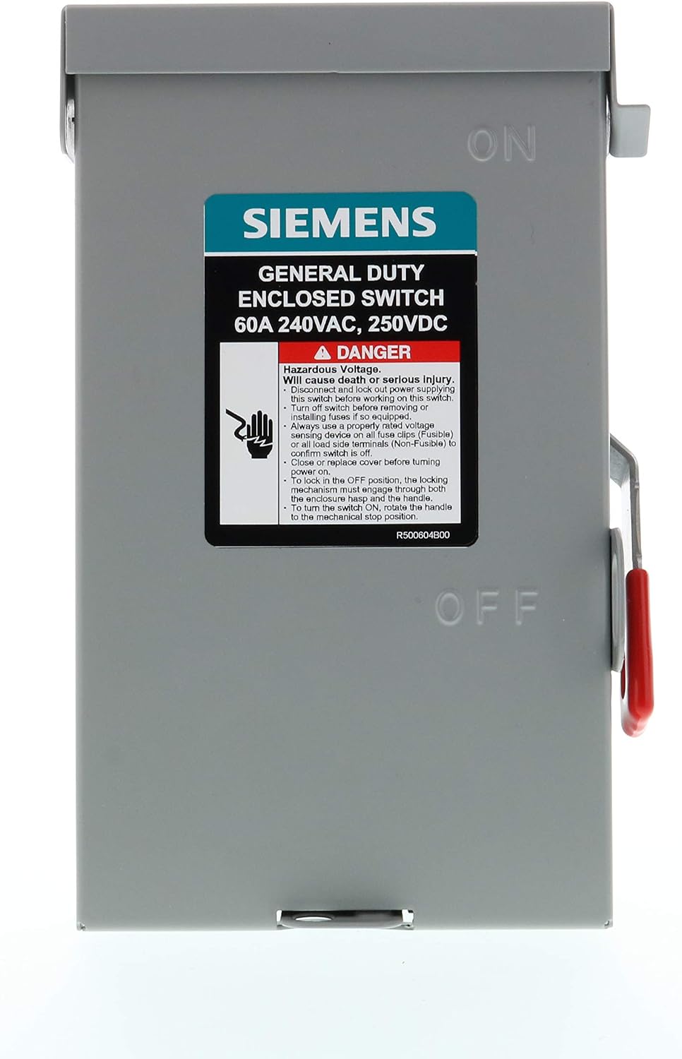 SIEMENS 2P 60A 240V General Duty Safety Switch Outdoor, Non-Fusible