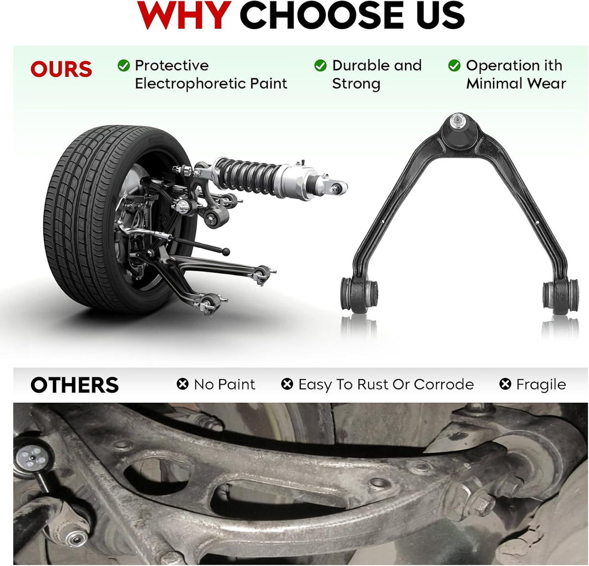 Front Upper Control Arm Suspension Kit Fit for 1999-2006 Chevy Silverado Sierra 1500 2000-2006 Suburban Yukon Tahoe 2002-2006 Avalanche Escalade with