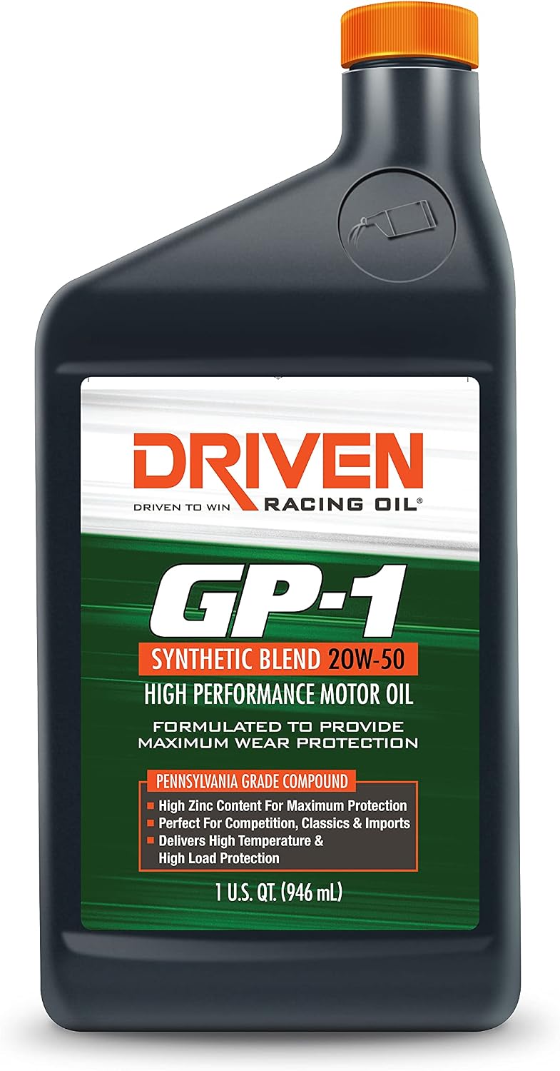 Driven Racing Oil GP-1 Synthetic Blend Motor Oil 20w-50 (12 Quart Bottles)