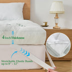 WhatsBedding 4 inch Bamboo Memory Foam Mattress Topper for Back Pain Relief Queen Size, Filled with Breathable Gel Memory Foam, Cooling Bamboo
