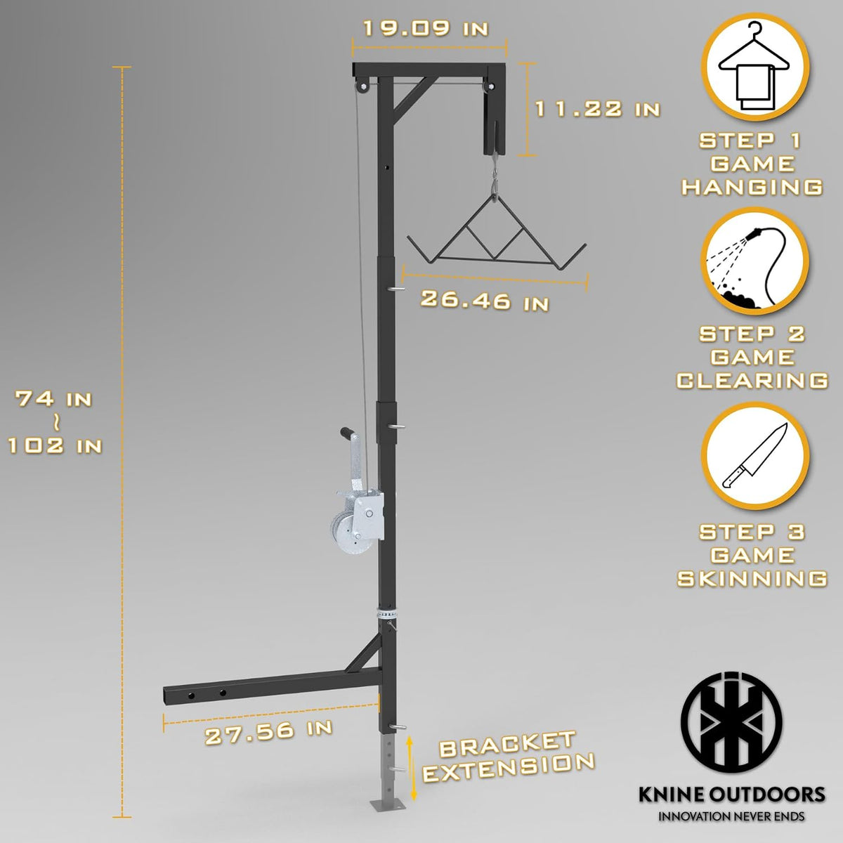 Deer Hoist for Truck Hitch, 600lbs Capacity Deer Hanger with Winch Gambrel