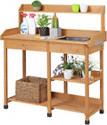 Yaheetech Potting Bench with Sink & Drawer, Outdoor Gardening Table, Wood
