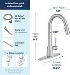 Moen Adler Pulldown Kitchen Faucet, Spot Resist Stainless, 87233SRS