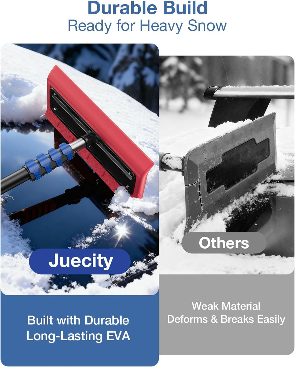 Roof Rakes for Snow Removal, 20FT Telescoping Snow Rake for House Roof, Solar Panels, Cars & RV, Snow Broom Push/Pull, Heavy Duty Aluminum Ice