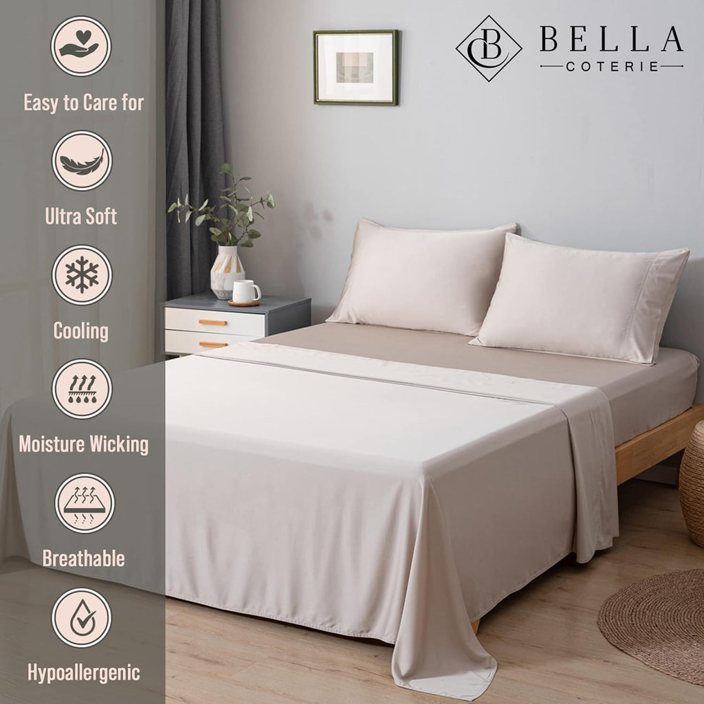 Bella Coterie Bamboo Viscose 34" Split Top King Sheets, Organically Grown
