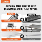 VEVOR Stainless Steel Food Prep Table, 18 x 36 x 34 Inch Commercial Kitchen Worktable, with 2 Adjustable Undershelf, Heavy Duty Prep Metal Work Table