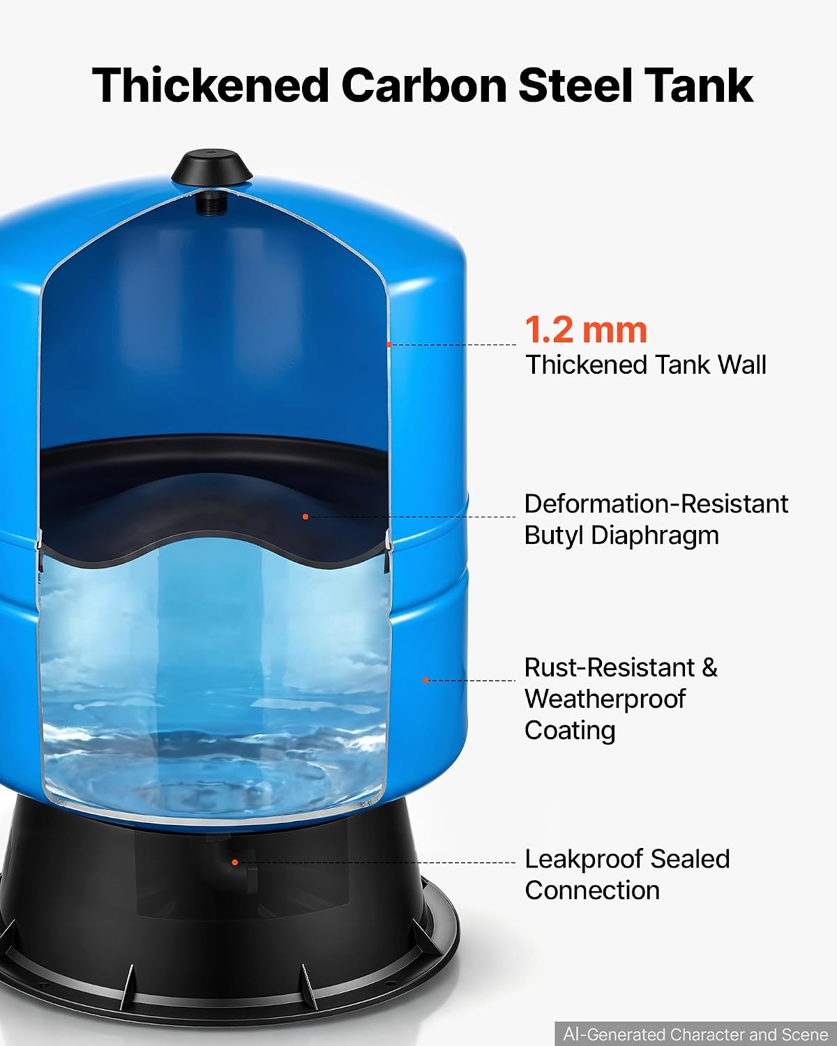 VEVOR 30-Gallon Vertical Well Pressure Tank, Pre-Charged Pressurized Water Tank for Well Pumps, Heavy-Duty Carbon Steel Water Storage Container for