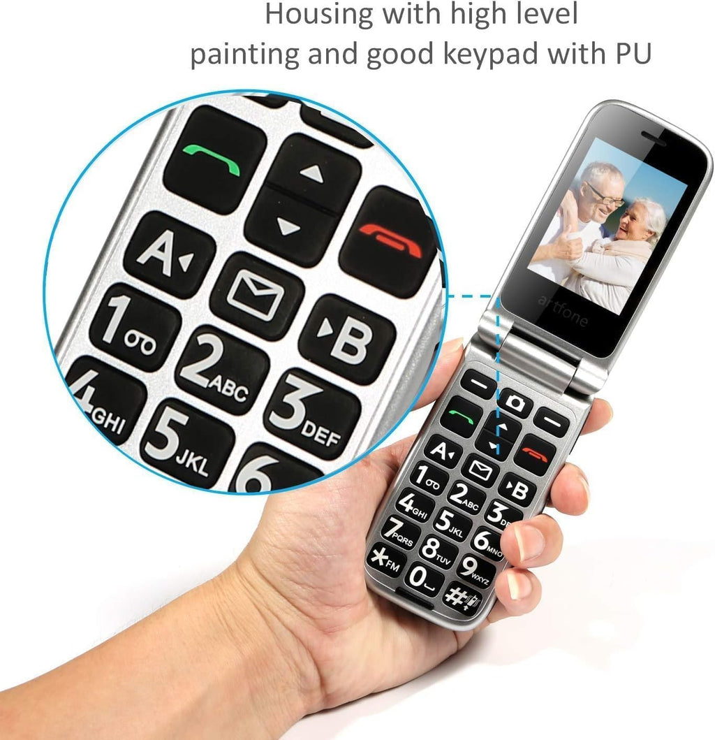 artfone G3 Flip Phone Unlocked for Seniors, 4G Volte Basic Phone, 2.4" Screen, SOS Button, Speed Dial, Hans-Free, Big Buttons, Bluetooth, Camera, FM