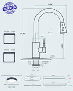 FORIOUS Black Kitchen Faucet with Pull Down Sprayer, Stainless Steel