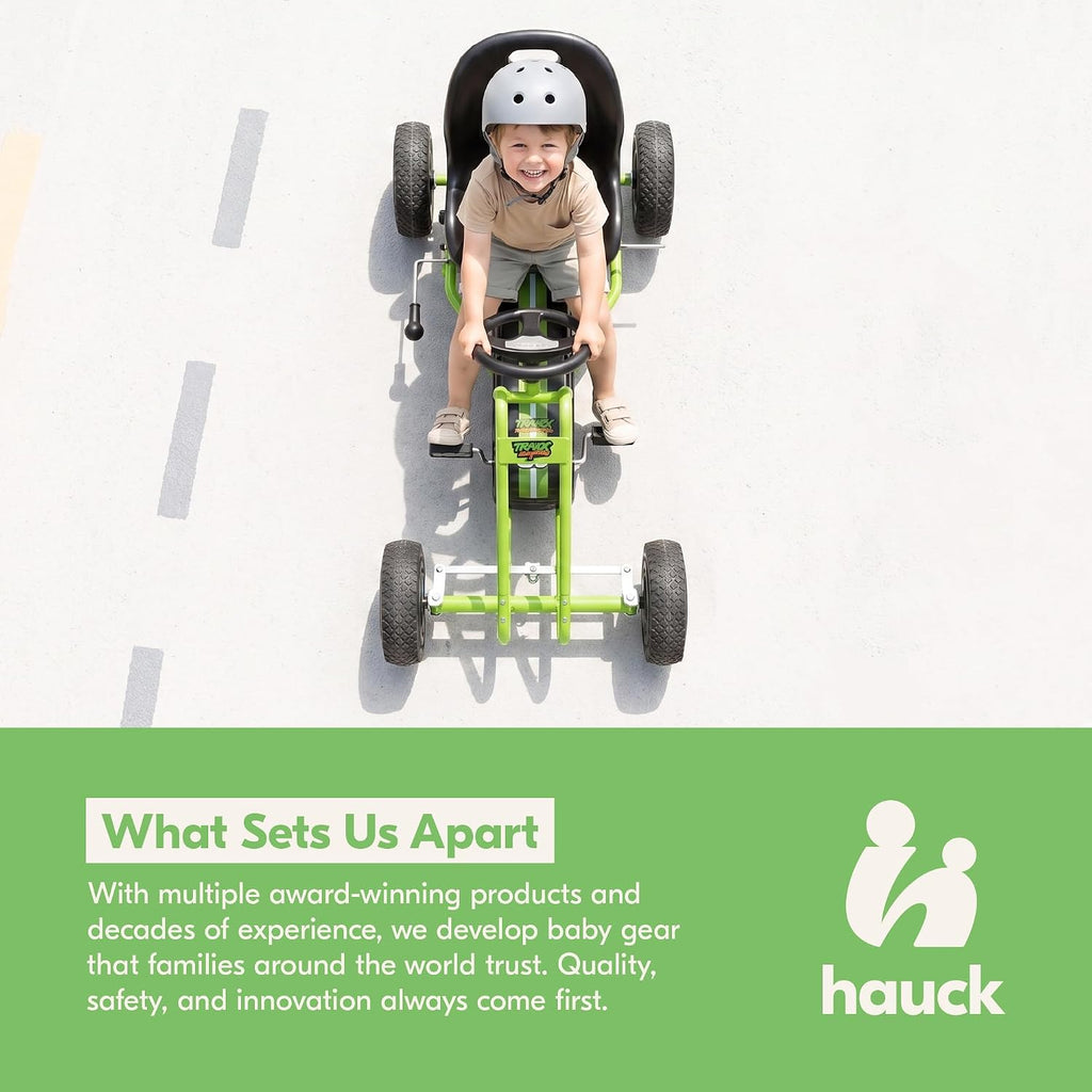Hauck Lightning - Pedal Go Kart for Kids Ages 4-8, Adjustable Bucket Seat, Plastic Wheels with Rubber Profile, Handbrake for both rear wheels, Ride