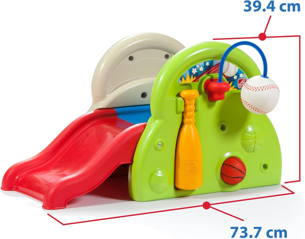 Step2 Sports-Tastic Activity Center, Toddler Sports Playset, Indoor/Outdoor Slide, Play Gym Includes Bat & Balls, Made of Durable Plastic, For