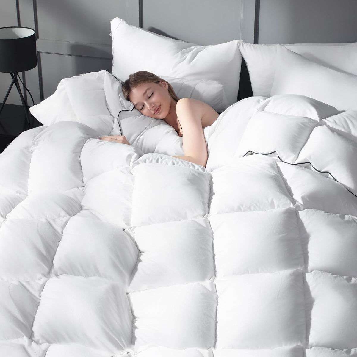 King Size Down Duvet Insert - All Season Cool Touch for Hot Sleepers, Premium 100% Cotton Shell Hotel Quality, White 106 x 90 Inch