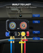 OMT AC Manifold Gauge Set with 5ft Hoses for R1234yf R404a R134a, 4 Way