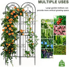 2 Pack 86.7" H x 19.7" W Metal Garden Trellis for Climbing Plants Outdoor, Black Lattice Panel, Sturdy Plant Support for Roses, Vines, Cucumbers &