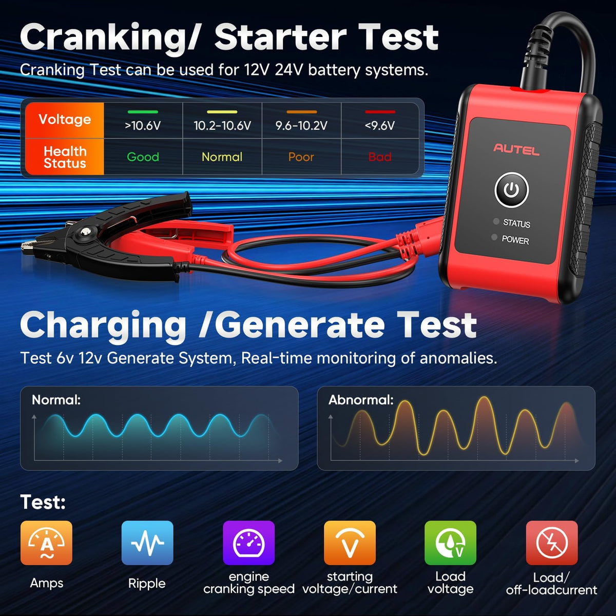 2026 Autel MaxiBAS BT506, 6V 12V 100-2000 CCA Car Battery Tester Analyzer