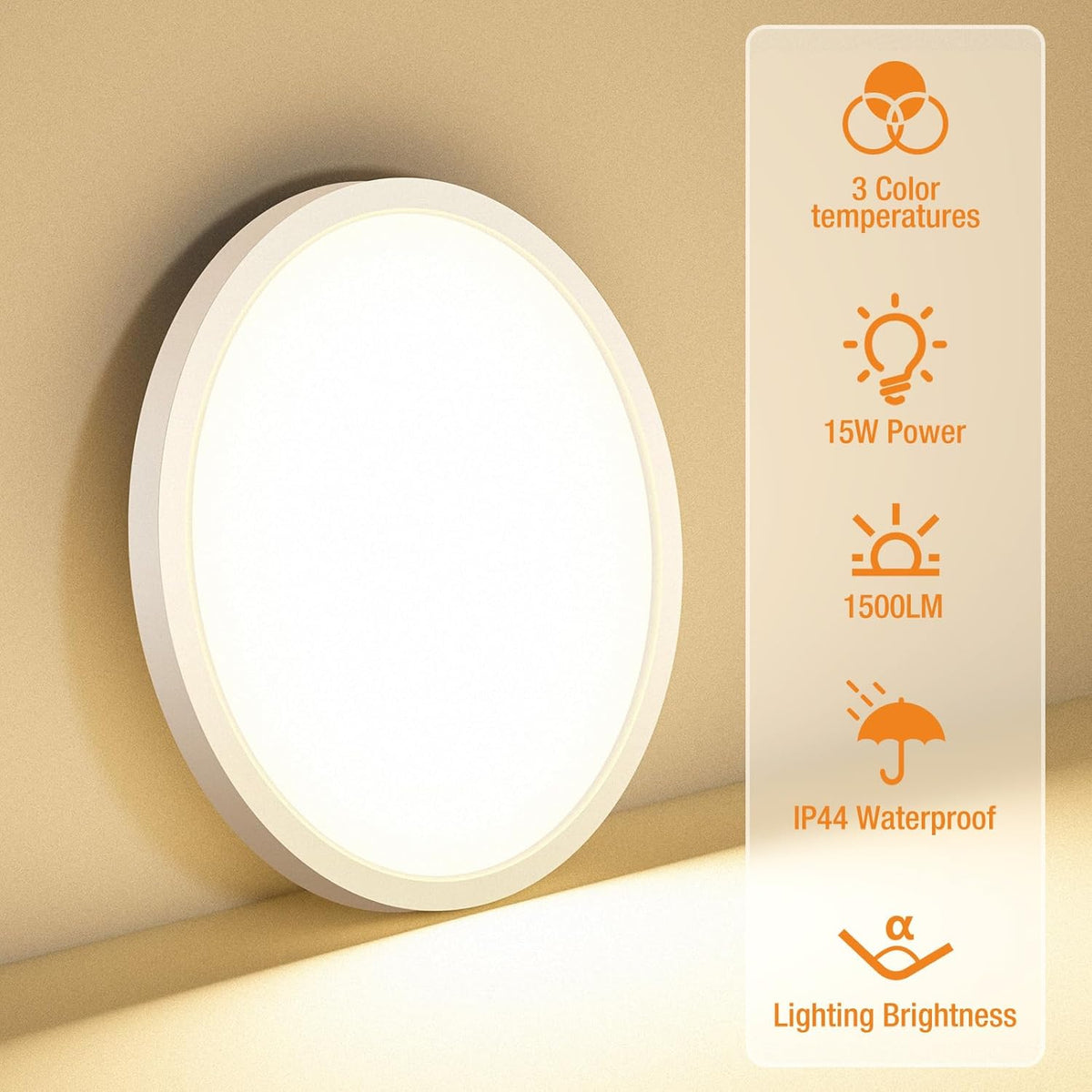 8PACK LED Flush Mount Ceiling Light Fixture, 3000K-4000K-6500K & 100W Equivalent Modern Kitchen Recessed Ceiling Lamp 15W 1500Lm 7.5 Inch Closet