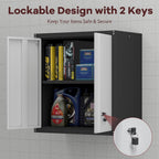 Garage Storage Cabinet, Wall Mounted Locking Cabinet with Doors and Shelves, Steel Tool Garage Cabinets and Storage, Utility Cabinet for Workshop