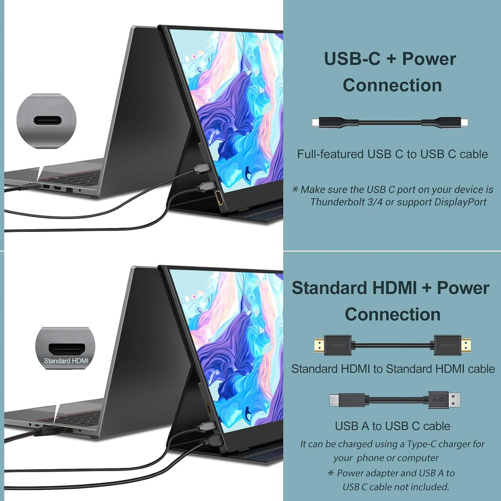 InnoView Portable Monitor, 15.6 Inch FHD 1080P HDMI USB C Second External Monitor for Laptop, Desktop, MacBook, Phones, Tablet, PS5/4, Xbox, Switch