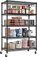 PrimeZone 36"W x 16"D x 79"H Wire Shelving with Wheels, 5-tier Metal Shelf
