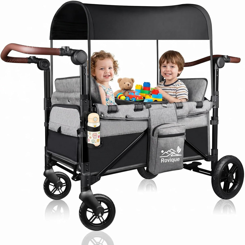 Wagon Stroller for 2 Kids, Aluminum Baby Wagon with Extra Long Extender