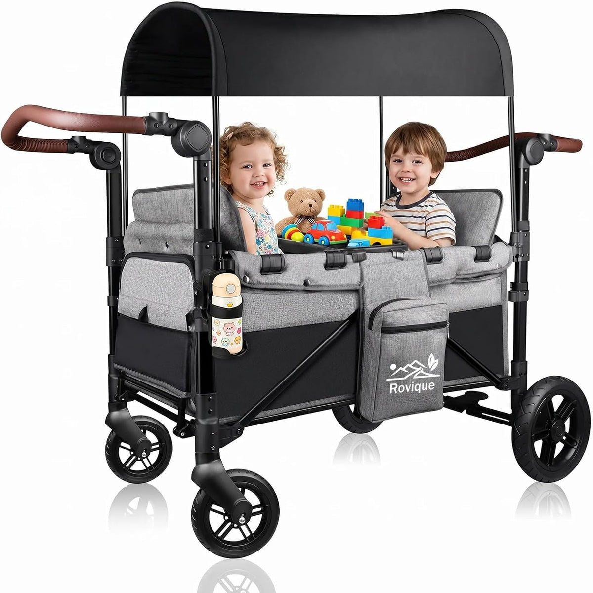 Wagon Stroller for 2 Kids, Aluminum Baby Wagon with Extra Long Extender