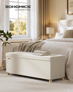 SONGMICS Storage Ottoman Bench with Legs, 43.3 Inches, 30 Gal. (112 L)