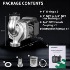 10.1GPM Smart Hot Water Circulation Pump/Recirculating Pump 45Watts