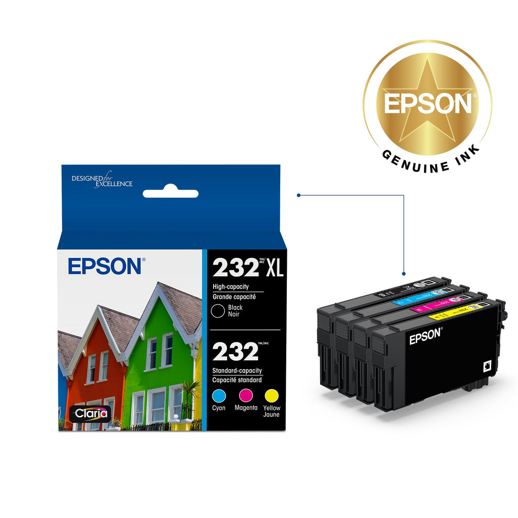 Epson 232 Genuine Ink Cartridge XL Black and Standard Color Combo Pack