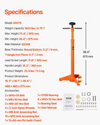 VEVOR Underhoist Support Stand, 3/4 Ton, Adjustable 38.4-75.4 inch, Auto