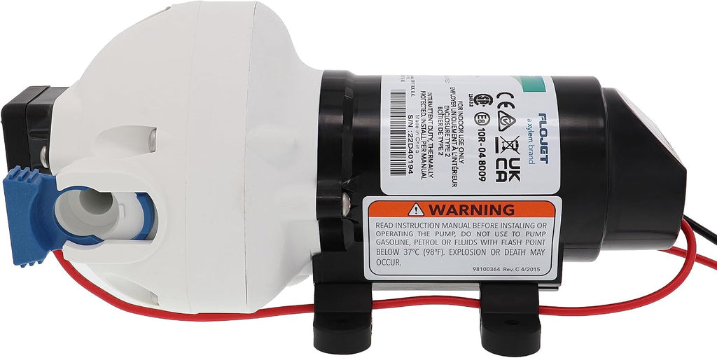 Flojet R3526144D RV Water Pump, 12 VDC 3-Chamber, 3GPM, 50PSI