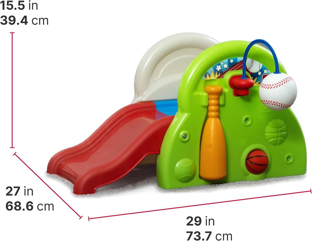 Step2 Sports-Tastic Activity Center, Toddler Sports Playset, Indoor/Outdoor Slide, Play Gym Includes Bat & Balls, Made of Durable Plastic, For