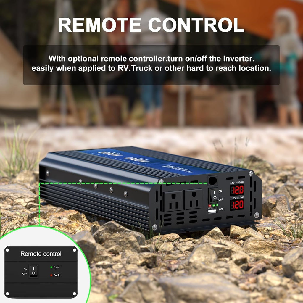 3000W Power Inverter 12V DC to 110V/120V AC Converter, 6000W Peak RV Use