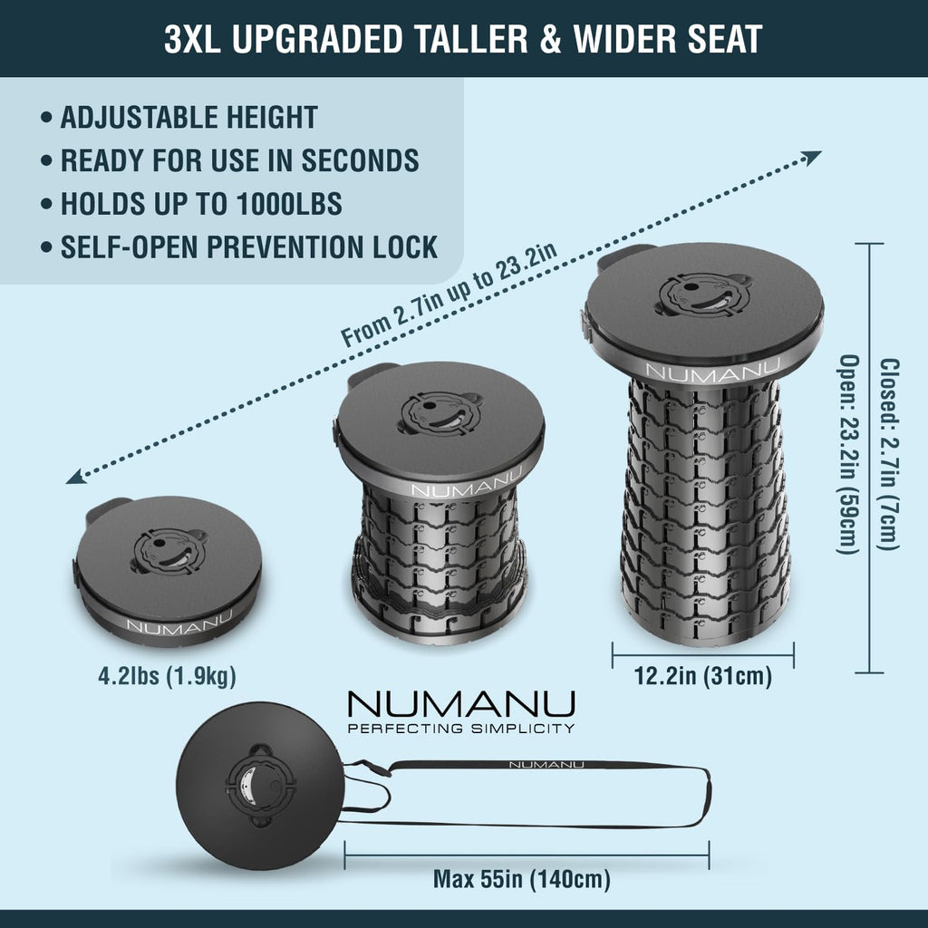 3XL Cushioned Collapsible Stool for Adults, Folding Seat, 1000 lbs
