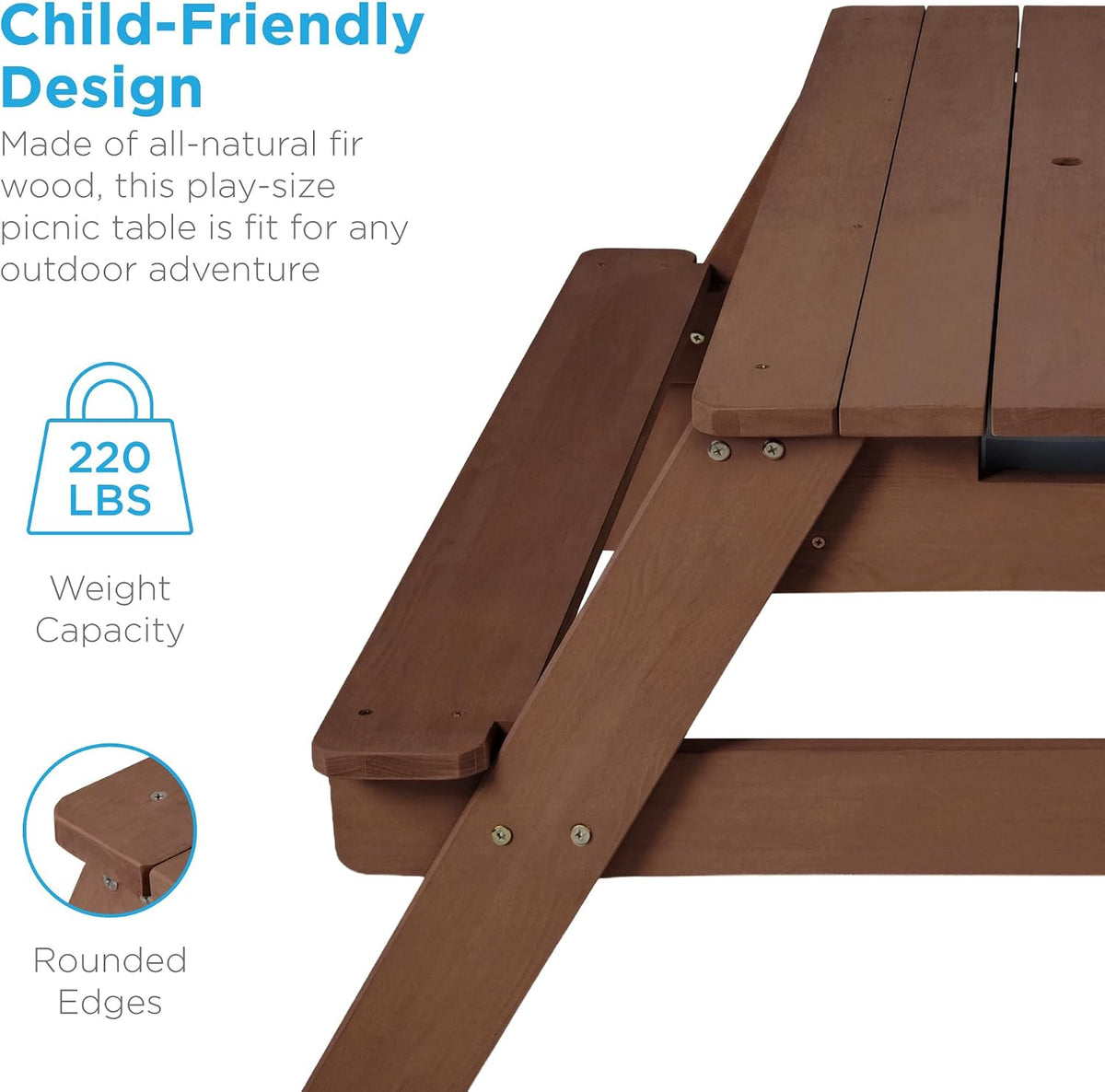 Best Choice Products Kids Picnic Table with Umbrella & Sensory Bins, Beige