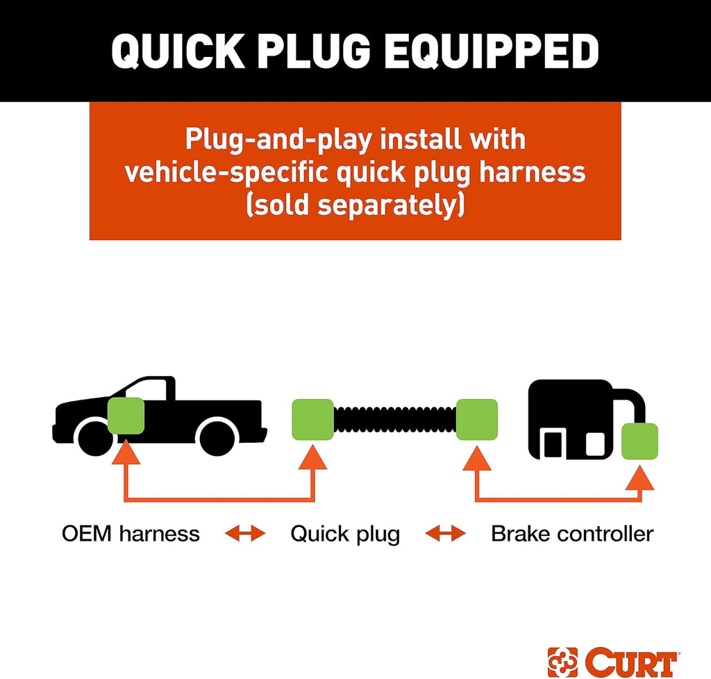 CURT 51146 TriFlex Next Proportional Inertia Electric Trailer Brake Controller, Fully Adjustable, Low Profile, 2-4 Axles, Plug-and-Play