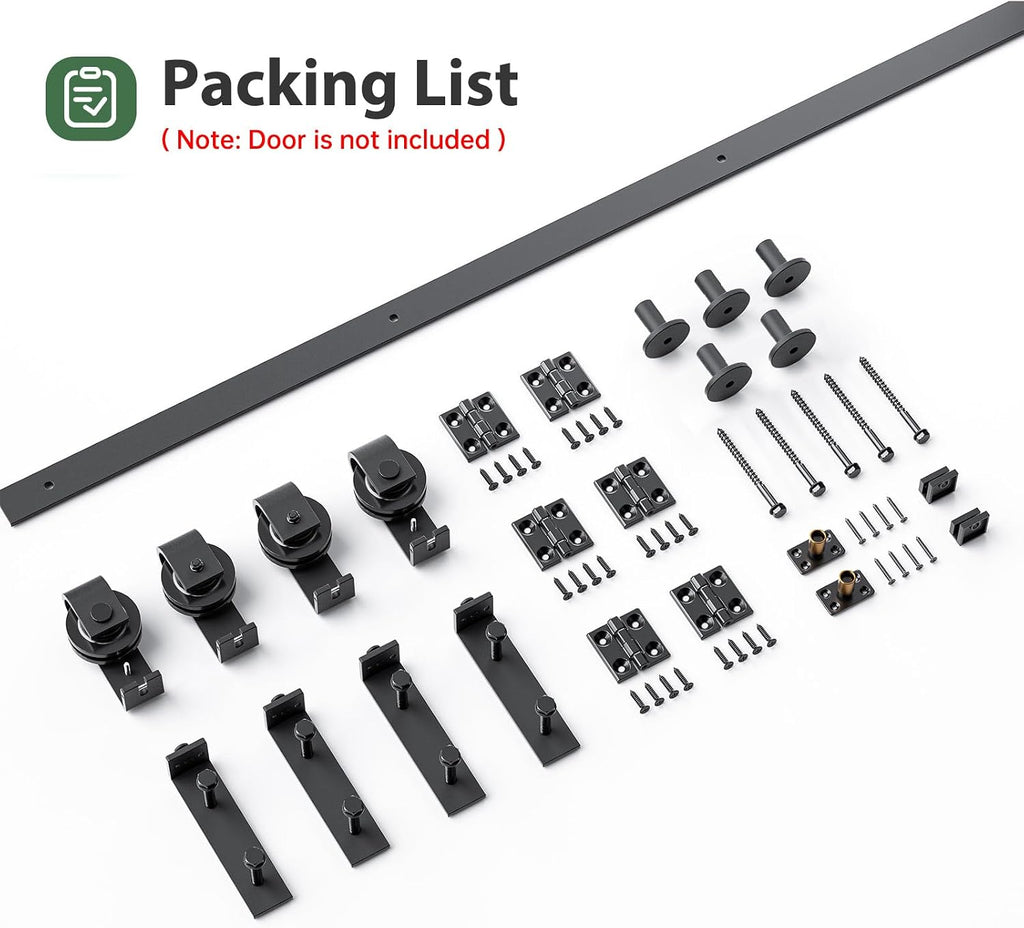 64" Bifold Sliding Barn Door Hardware Track Kit,Side Mounted Black J Shape Roller,Smoothly and Quietly,Assembly Easy,Fit Four 15" Bi-Folding Doors