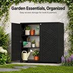ADDOK Outdoor Storage Cabinet,60 Gallon Waterproof Resin Patio Storage Cabinet with 1 Adjustable Metal Shelf, Upright Outdoor Cabinet for Garden