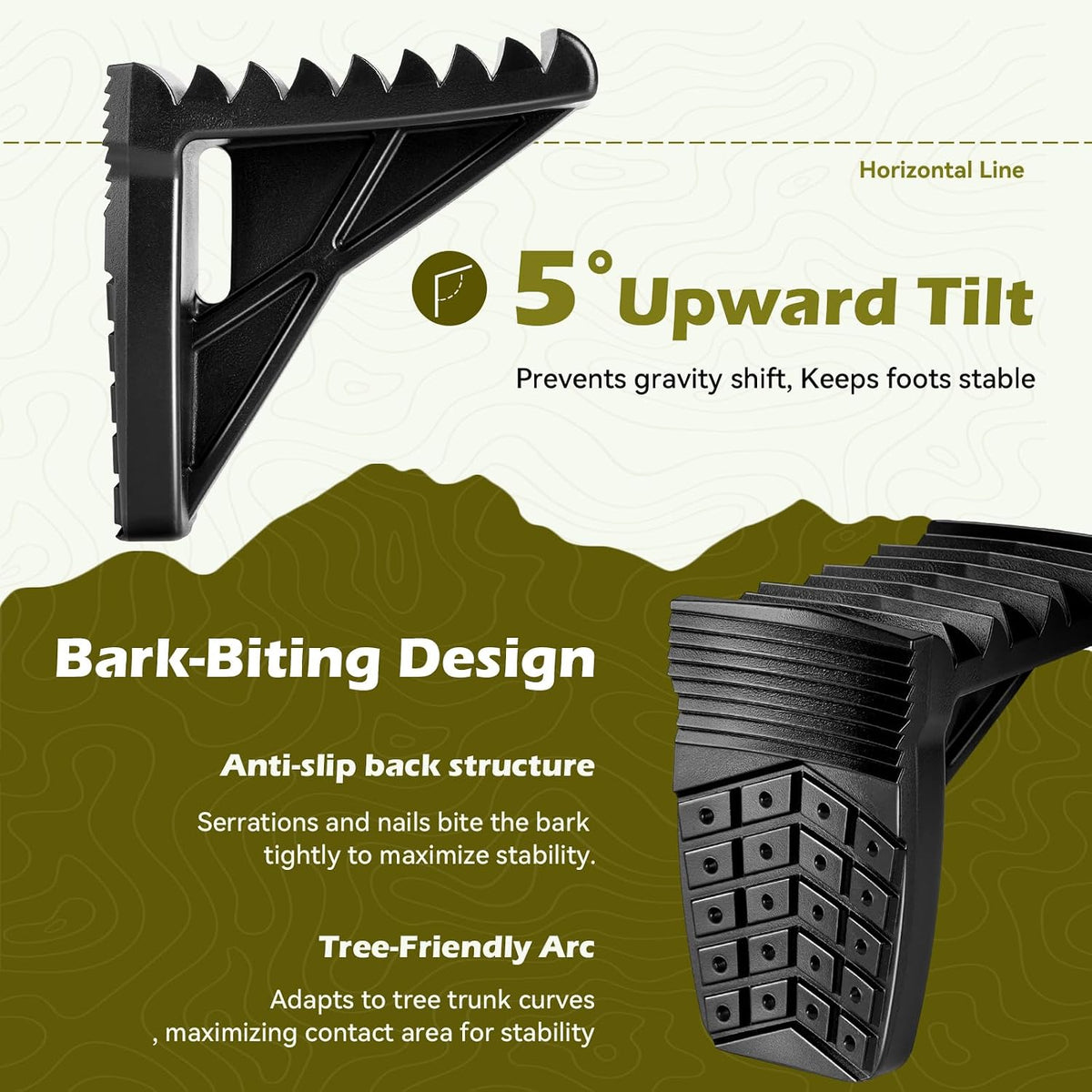 Saddle Hunting Platform Steps, Ultra-Light Ring of Steps for Climbing Bow Hunting with 6 Feet Heavy-Duty Strap & Cam Buckle, Ergonomic Anti-Slip
