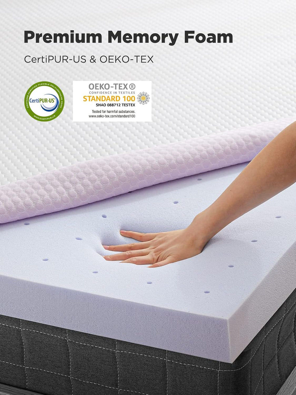 PERLECARE Queen 3 Inch Gel Memory Foam Mattress Topper with Cover