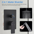 Shower Faucet Set With 8" Shower Head And Handheld Black