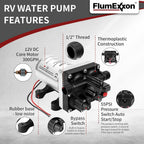 RV Water Pump 4008-101-A65/E65 Replacement, 3.0 GPM 55PSI, 12V DC Quiet RV Fresh Water Pump with Pressure Switch for Camper RV Shower Garden