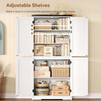 58.5" H Storage Cabinet, Farmhouse Kitchen Pantry Cabinet with 4 Doors