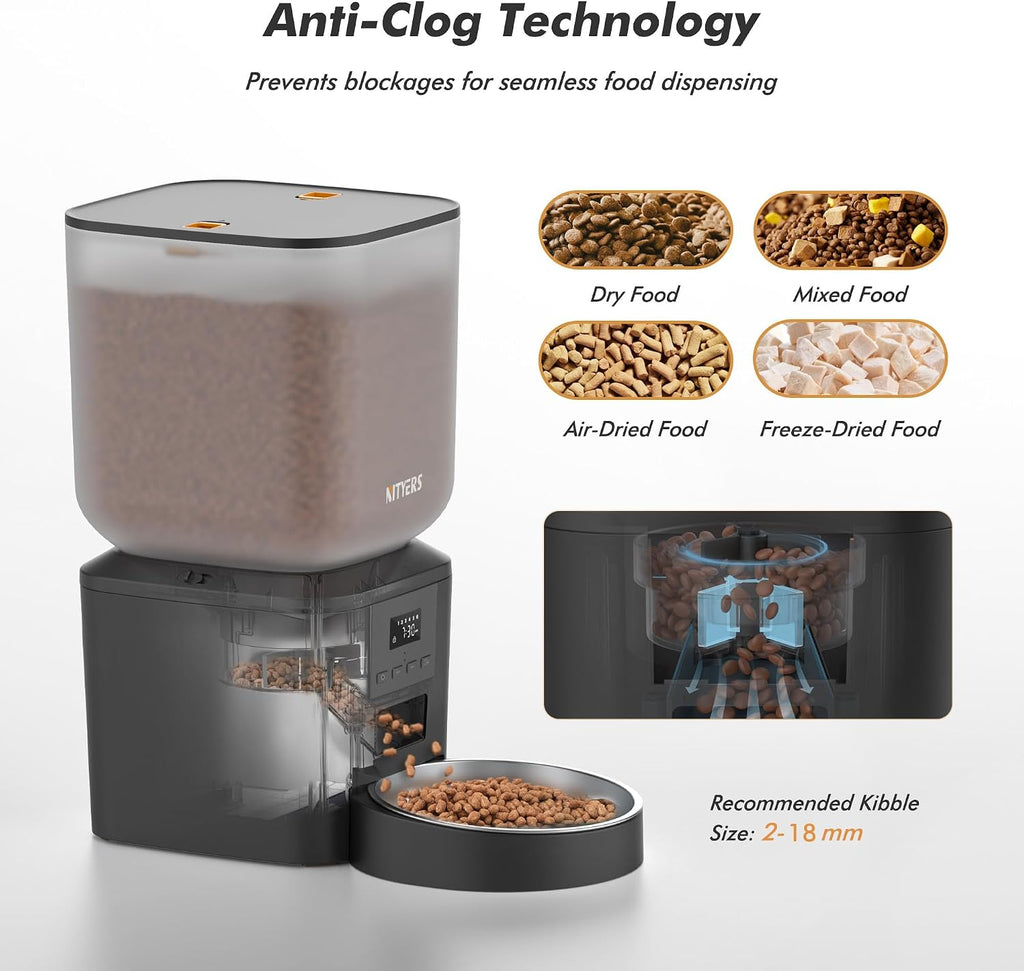 Automatic Dog Feeder - 8L/34 Cups Large Capacity Automatic Cat Food Dispenser with LCD Screen, Large Food Tray, Battery Operated, Timed Cat Feeder