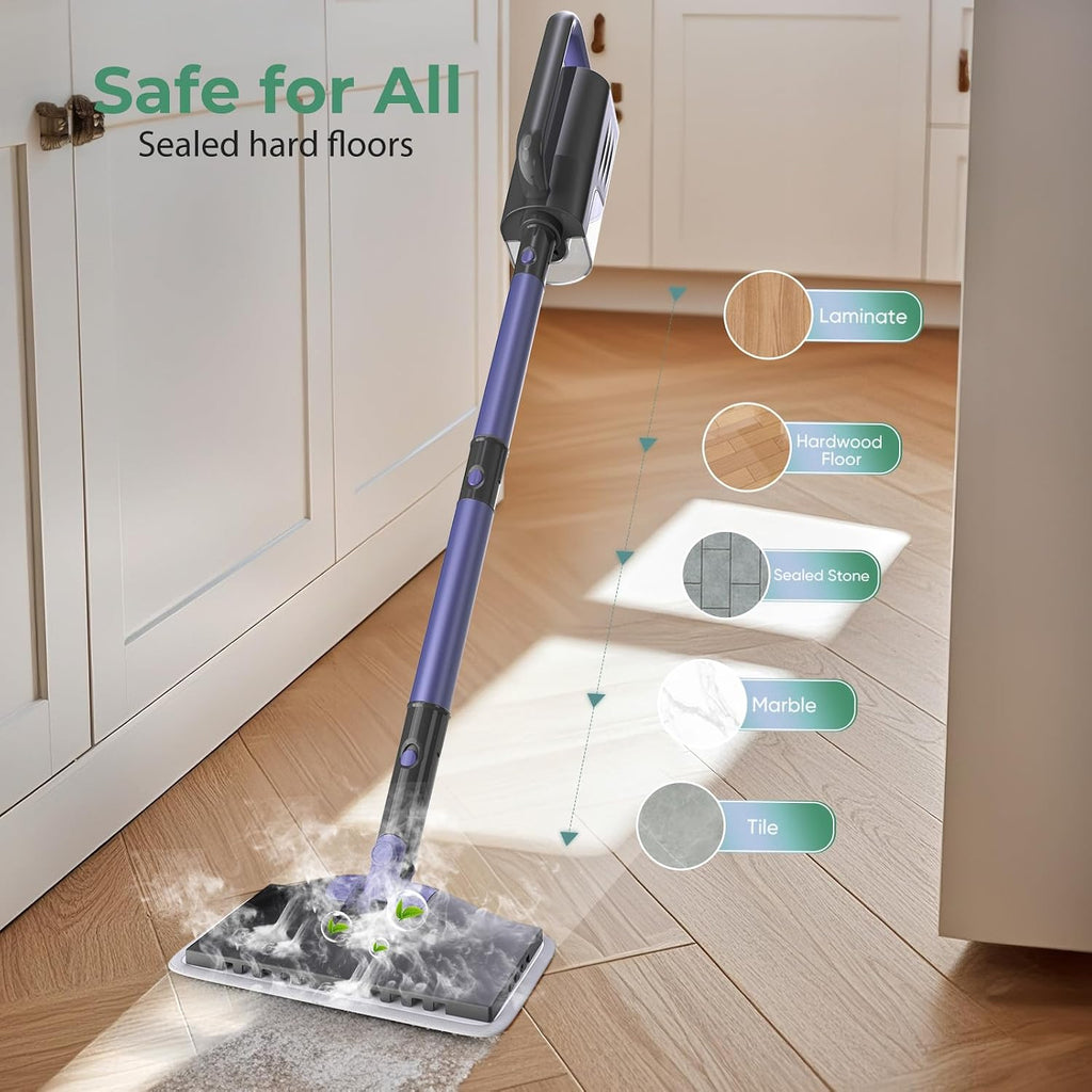 Steam Mop Steam Cleaner Fast Heat-Up with 400ML Water Tank 6-in-1 Multi Accessories, 23FT Power Cable, Lightweight, Steam Cleaner for sealed Hard