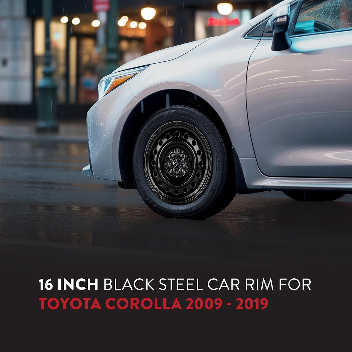 For 2009-2019 Toyota Corolla Rims 16 Inch Painted Black Car Rim - OE Direct Replacement - Road Ready Car Wheel